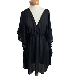 Xhilaration Flowy Black Retro Cover Up Dress